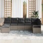 vidaXL Set divano da giardino 7 pezzi con cuscini in polyrattan grigio
