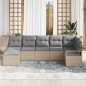 vidaXL Set di divano da giardino , 7 pezzi con cuscini in rattan sintetico beige