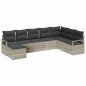 vidaXL Set Divano da Giardino 7 Pezzi con Cuscini in Rattan Sintetico Grigio Chiaro