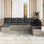 vidaXL Set Divano da Giardino 7 Pezzi con Cuscini in Rattan Sintetico Grigio Chiaro