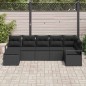 vidaXL Set di divano da giardino 7 pezzi con cuscini in rattan sintetico nero