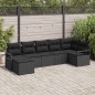 vidaXL Set di divano da giardino 7 pezzi con cuscini in rattan sintetico nero