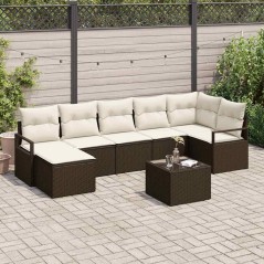 vidaXL Set di divani da giardino da 7 pezzi con cuscini in rattan grigio