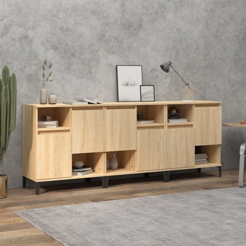 Credenze 3pz Rovere Sonoma 60x35x70 cm in Legno Multistrato Credenze 3pz Rovere Sonoma 60x35x70 cm in Legno Multistrato