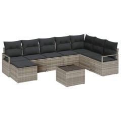 vidaXL Set da divano da giardino a 8 pezzi con cuscini in rattan sintetico grigio