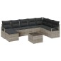 vidaXL Set da divano da giardino a 8 pezzi con cuscini in rattan sintetico grigio