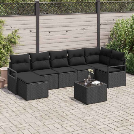 vidaXL Set divani da giardino 8 pezzi con cuscini in rattan beige