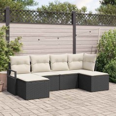 vidaXL Set da giardino in rattan sintetico da 6 pezzi con cuscini neri