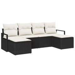 vidaXL Set da giardino in rattan sintetico da 6 pezzi con cuscini neri