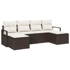vidaXL Set Giardino 6 Pezzi con Cuscini in Rattan Sintetico Marrone