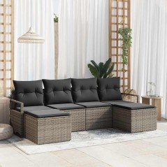 vidaXL Set di divani da giardino a 6 pezzi con cuscini grigi in polirattan.