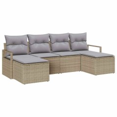 vidaXL Set di divani da giardino 6 pezzi con cuscini beige in rattan polietilene