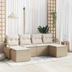 vidaXL Set Giardino 6 Pezzi con Cuscini Beige in Rattan Sintetico