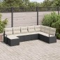 vidaXL Set di divani da giardino da 8 pezzi con cuscini in rattan sintetico nero.