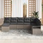 vidaXL Set divano da giardino vitaXL, 8 pezzi con cuscini grigi in rattan sintetico.