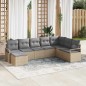 vidaXL Set di divani da giardino da 8 pezzi con cuscini beige in polyrattan