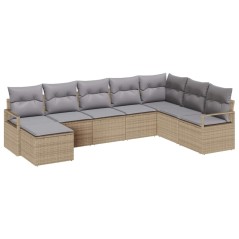 vidaXL Set di divani da giardino da 8 pezzi con cuscini beige in polyrattan