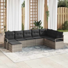 vidaXL Set di Divani da Giardino 8 Pezzi con Cuscini Grigi Chiari in Rattan Sintetico