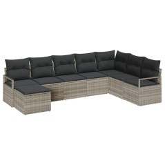 vidaXL Set di Divani da Giardino 8 Pezzi con Cuscini Grigi Chiari in Rattan Sintetico