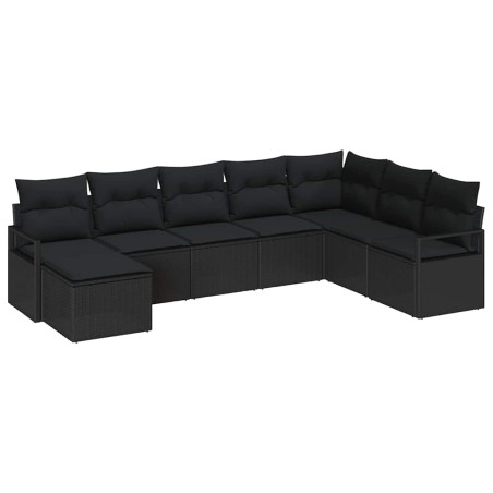 vidaXL Set da giardino in rattan nero da 8 pezzi con cuscini