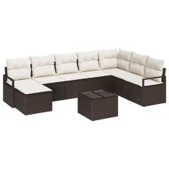 vidaXL Set divano da giardino 8 pezzi con cuscini grigi in rattan sintetico
