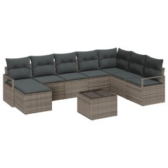 vidaXL Set di divani da giardino a 8 pezzi con cuscini in rattan sintetico nero