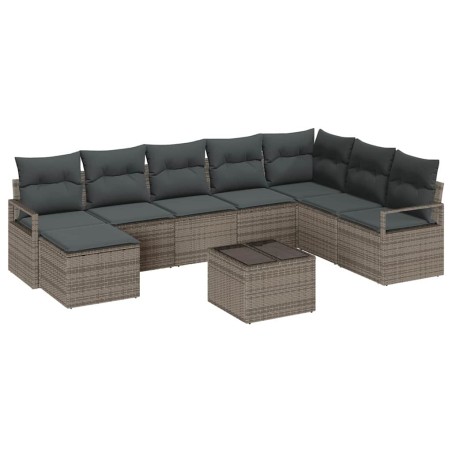 vidaXL Set di divani da giardino a 8 pezzi con cuscini in rattan sintetico nero