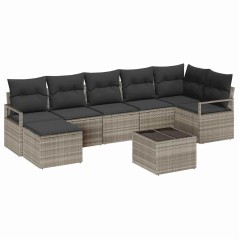 vidaXL Set di divani da giardino 9 pezzi con cuscini grigi in polyrattan