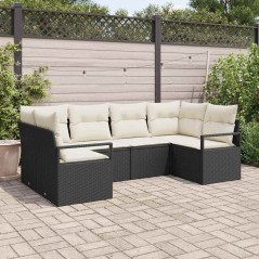 vidaXL Set di Sofà da Giardino 6 Pezzi in Rattan Sintetico con Cuscini Neri