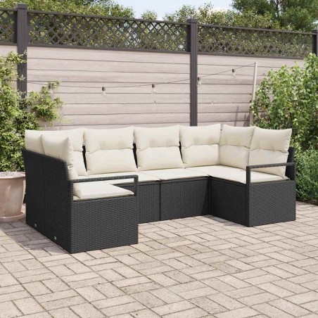 vidaXL Set di Sofà da Giardino 6 Pezzi in Rattan Sintetico con Cuscini Neri