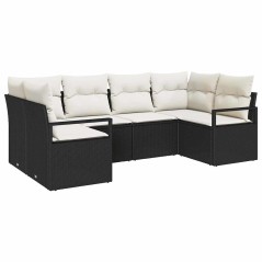 vidaXL Set di Sofà da Giardino 6 Pezzi in Rattan Sintetico con Cuscini Neri