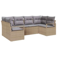 vidaXL Set da giardino di divani 6 pezzi con cuscini beige in rattan sintetico