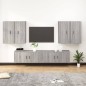 Set di Mobili Porta TV 6 pz Grigio Sonoma in Legno Multistrato Set di Mobili Porta TV 6 pz Grigio Sonoma in Legno Multistrato