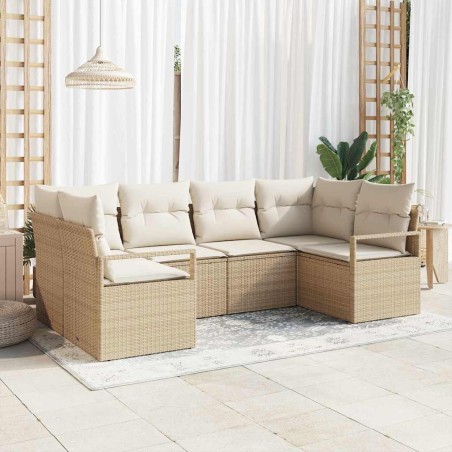 vidaXL Set da giardino 6 pezzi con cuscini beige in polyrattan