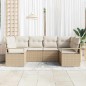 vidaXL Set da giardino 6 pezzi con cuscini beige in polyrattan