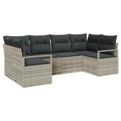 vidaXL Set di divani da giardino con 6 pezzi e cuscini grigio chiaro in rattan sintetico