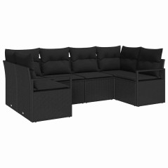 vidaXL Set da Giardino da 6 pezzi con cuscini in rattan polietilene nero.
