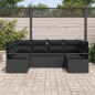 vidaXL Set da Giardino da 6 pezzi con cuscini in rattan polietilene nero.