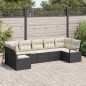 vidaXL Set di divani da giardino con 7 pezzi e cuscini neri in polirattan