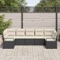 vidaXL Set di divani da giardino con 7 pezzi e cuscini neri in polirattan