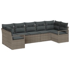 vidaXL Set divano da giardino 7 pezzi con cuscini grigi in rattan tecnico