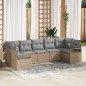 vidaXL Set di divani da giardino 7 pezzi con cuscini beige in rattan sintetico
