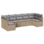 vidaXL Set di divani da giardino 7 pezzi con cuscini beige in rattan sintetico