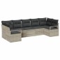 vidaXL Set da Giardino a 7 Pezzi con Cuscini Grigio Chiaro in Rattan Sintetico.