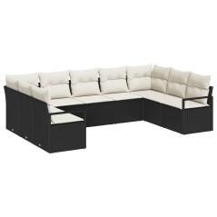 vidaXL Set di divani da giardino 9 pezzi con cuscini neri in rattan sintetico