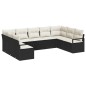 vidaXL Set di divani da giardino 9 pezzi con cuscini neri in rattan sintetico