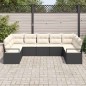 vidaXL Set di divani da giardino 9 pezzi con cuscini neri in rattan sintetico