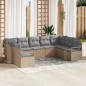 vidaXL Set di divani da giardino 9 pezzi con cuscini beige in rattan sintetico