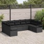 vidaXL Set di Divani da Giardino, 9 Pezzi, , con Cuscini Neri in Rattan Sintetico