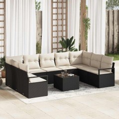 vidaXL Set Divano da Giardino 9 Pezzi con Cuscini in Rattan Sintetico Marrone.
